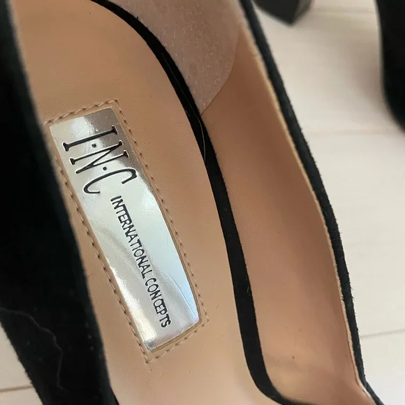 INC International Concepts Black Suede Heels - Picture 4 of 5